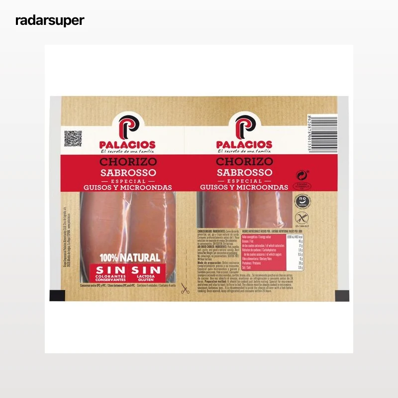 PALACIOS Chorizo Oreado 100% natural, especial guisos y microondas PALACIOS 2 x 100 g.