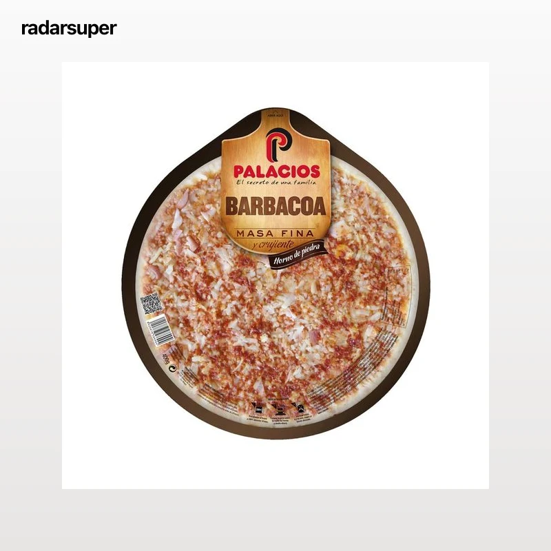 PALACIOS Pizza barbacoa con masa fina y crujiente, hecha en horno de piedra PALACIOS 400 g.