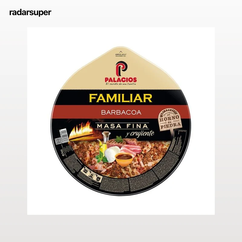 PALACIOS Pizza familiar de masa fina y crujiente a la barbacoa PALACIOS 580 g.