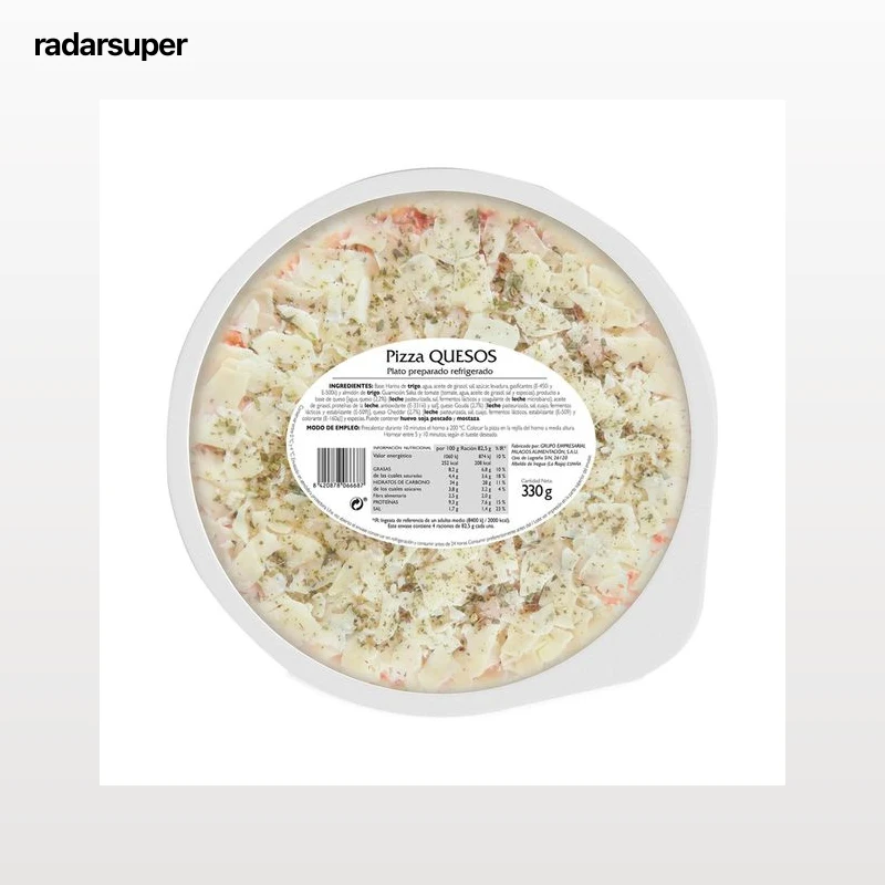 PALACIOS Pizza refrigerada de queso (Gouda y Cheddar) 330 g.