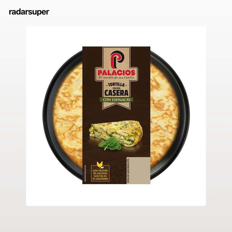 PALACIOS Tortilla fresca receta casera con espinacas y aceite de oliva virgen extra 300 g.