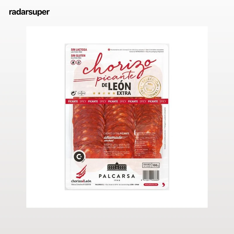 PALCARSA Chorizo picante de León extra ahumado y cortado en lonchas PALCARSA 100 g.