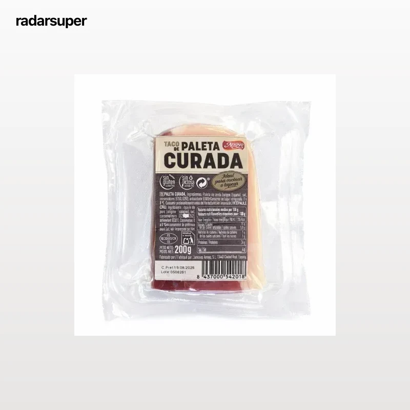 Paleta curada en taco Arroyo sin gluten y sin lactosa 200 g
