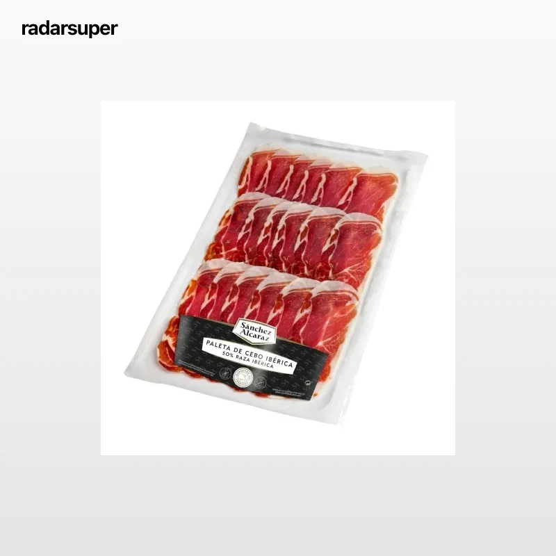 Paleta de Cebo Ibérica 50 % Raza Ibérica en lonchas Sánchez Alcaraz sin gluten y sin lactosa 200 g