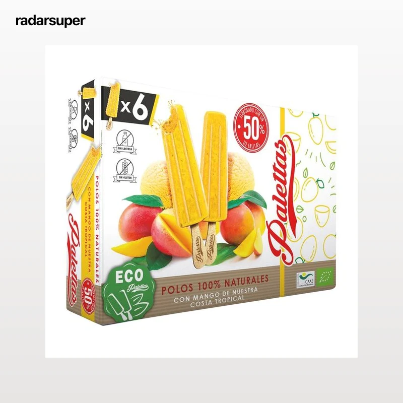 PALETTAS Polos ecológicos naturales de mango 6 x 55 ml.