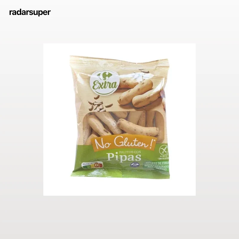 Palitos con pipas Extra Carrefour sin gluten y sin lactosa 65 g.