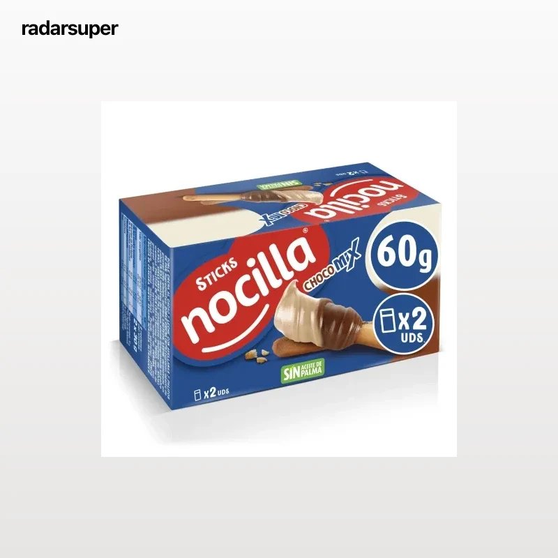 Palitos de pan con crema de cacao y avellanas Choco Mix Sitcks Nocilla pack de 2 unidades de 30 g.