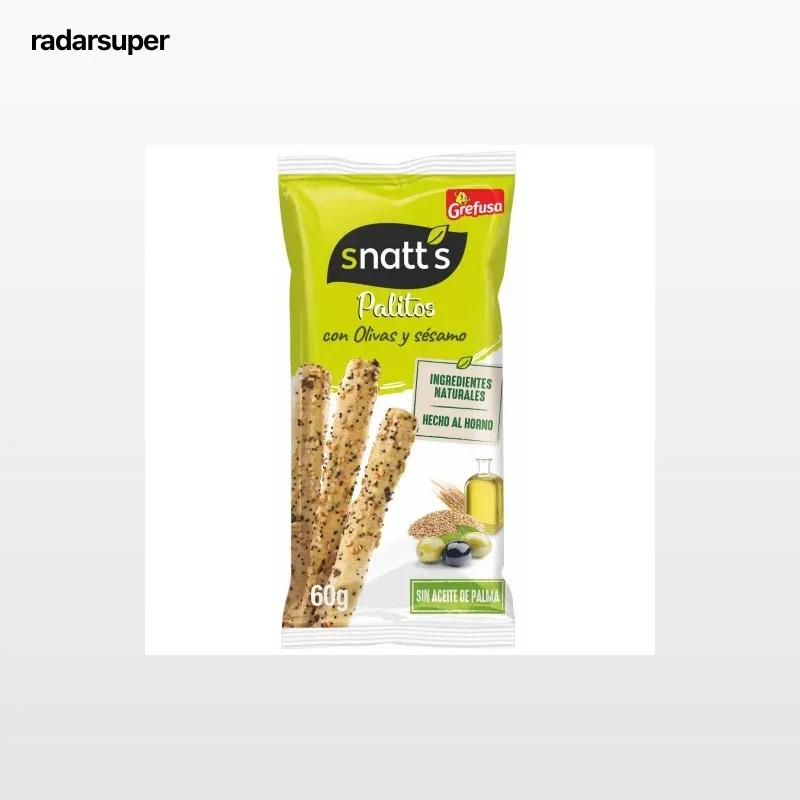 Palitos de pan con olivas y sésamo Snatt's Grefusa 60 g.