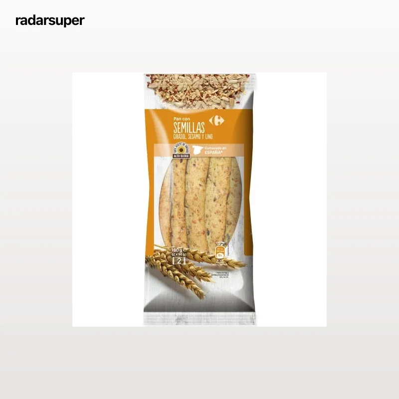 Palitos de pan con semillas de girasol, sésamo y lino Carrefour pack de 2x90 g.