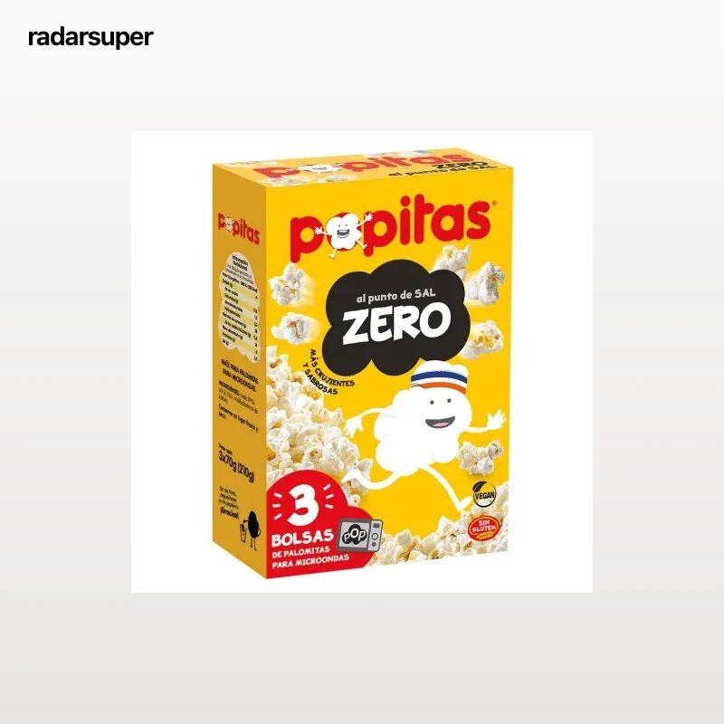 Palomitas al punto de sal para microondas Zero Popitas sin gluten pack 3 unidades de 70 g.