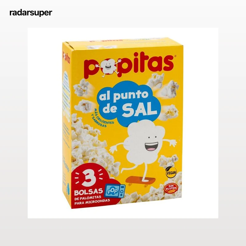 Palomitas punto de sal microondas s/gluten Popitas pack 3