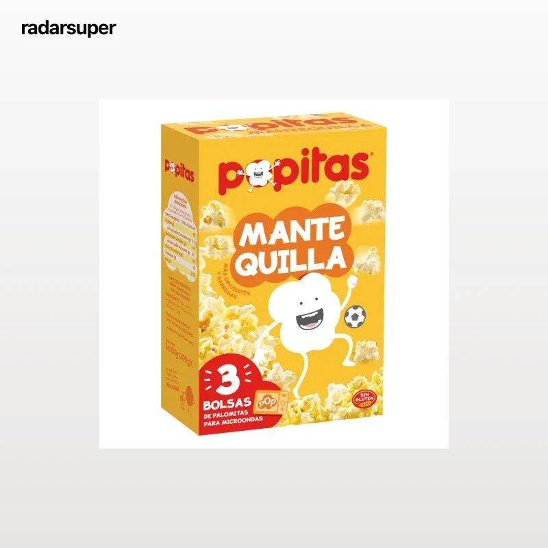 Palomitas sabor mantequilla para microondas Popitas sin gluten pack de 3 unidades de 100 g.