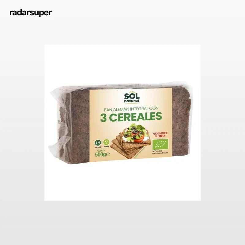 Pan alemán 3 cereales ecológico Sol Natural 500 g.