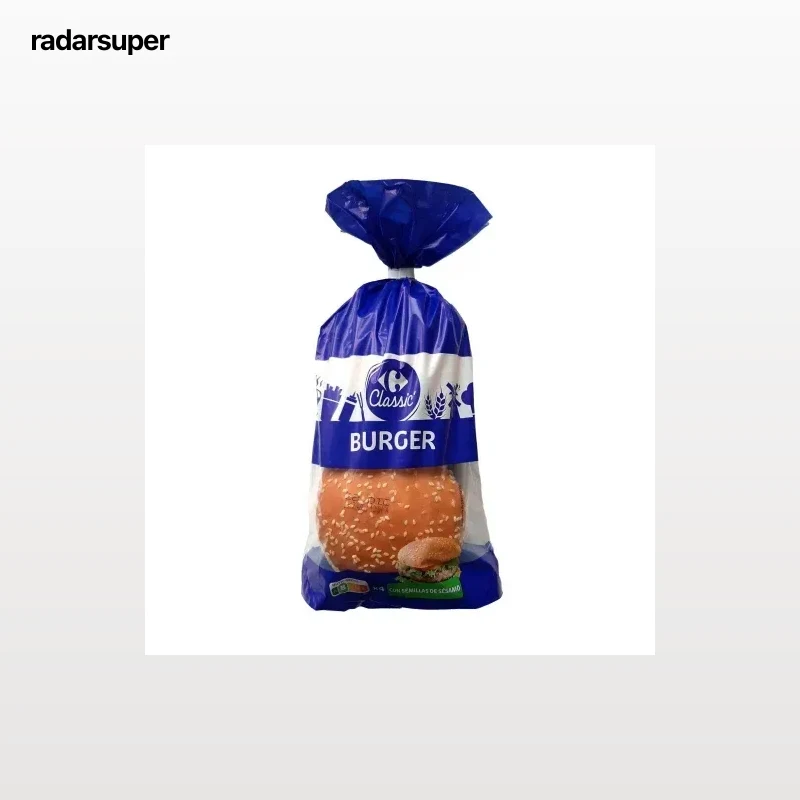 Pan burger con semillas de sésamo Classic´ Carrefour 4 ud.