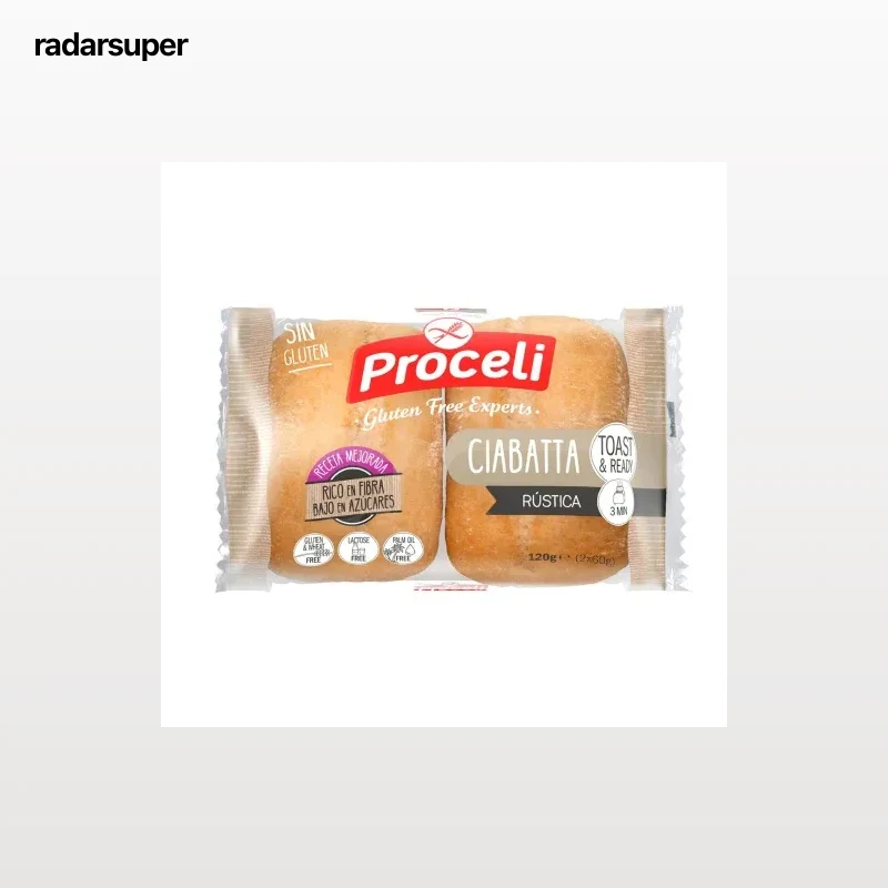 Pan chapata rústico Proceli sin gluten y sin lactosa pack de 2 unidades de 60 g.