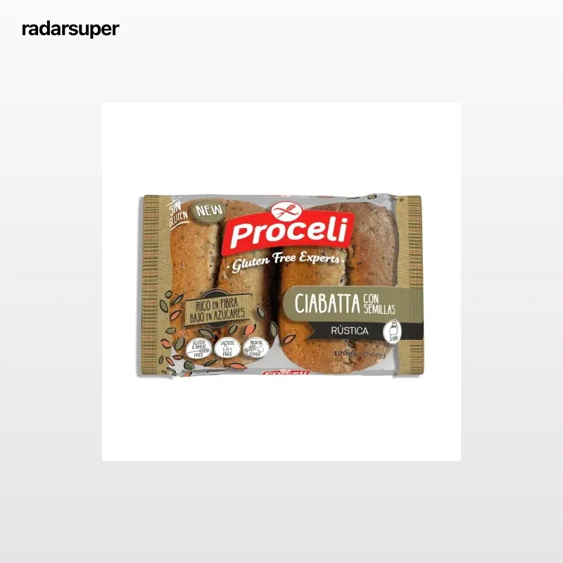 Pan Ciabatta con semillas Proceli sin gluten y sin lactosa 120 g.