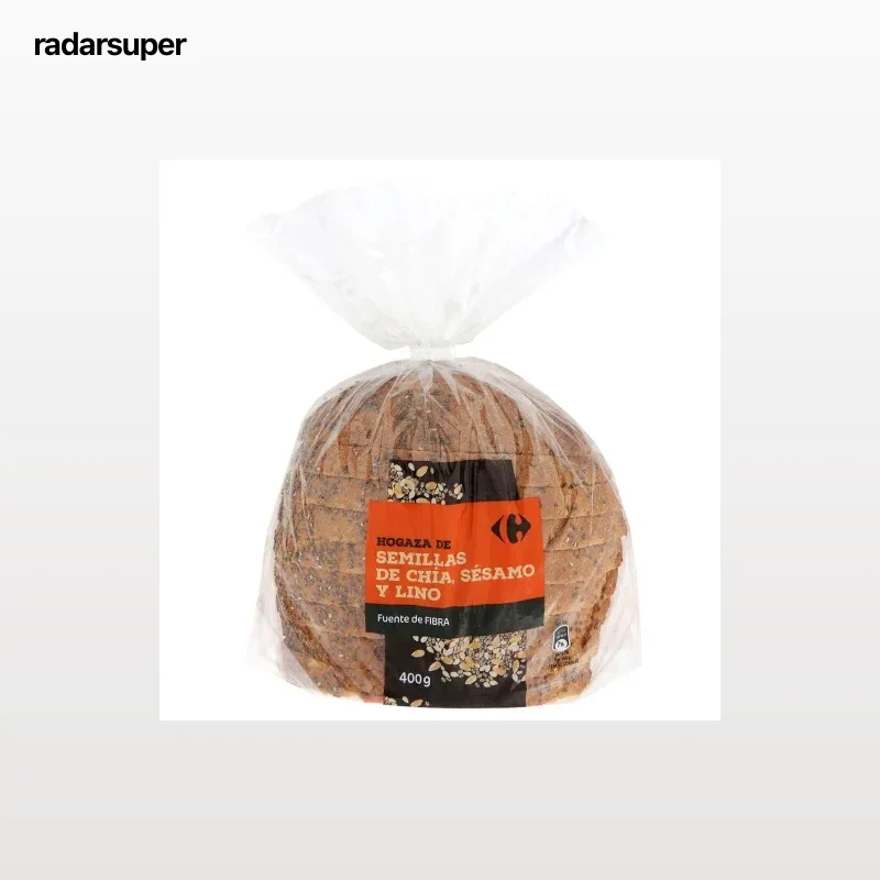 Pan de hogaza de semillas de chía, sésamo y lino Carrefour 400 g.