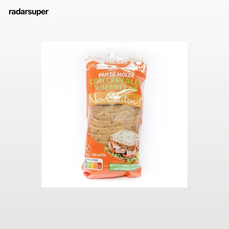 Pan de molde con cereales y semillas Carrefour Classic sin gluten 350 g.