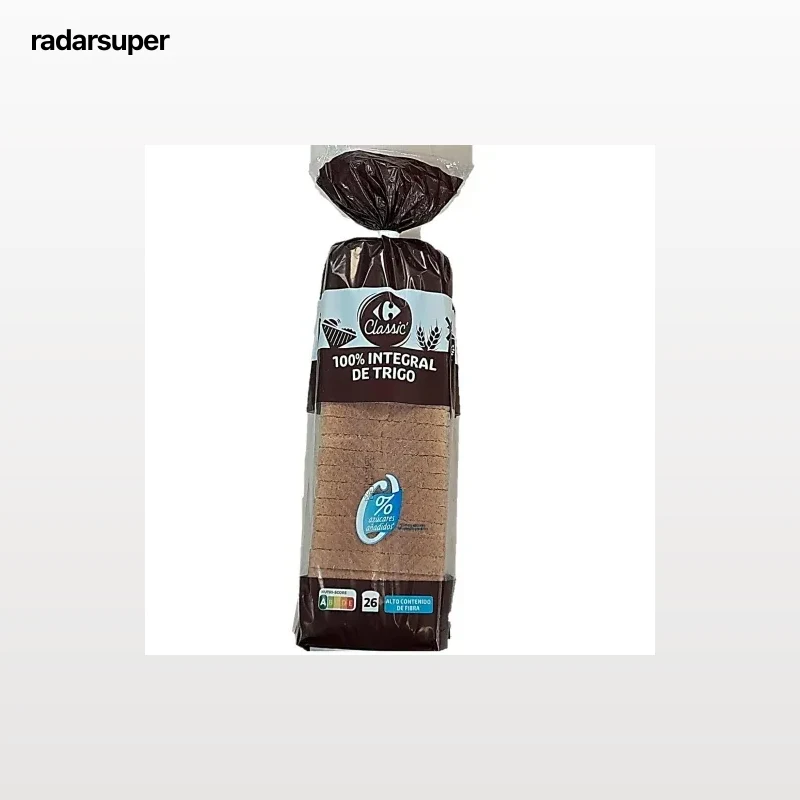 Pan de molde integral de trigo con corteza Carrefour Classic 820 g