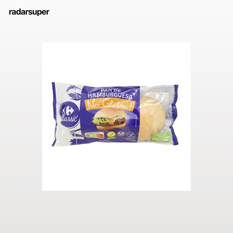 Pan hamburguesa Carrefour No Gluten sin gluten y sin lactosa 180 g.