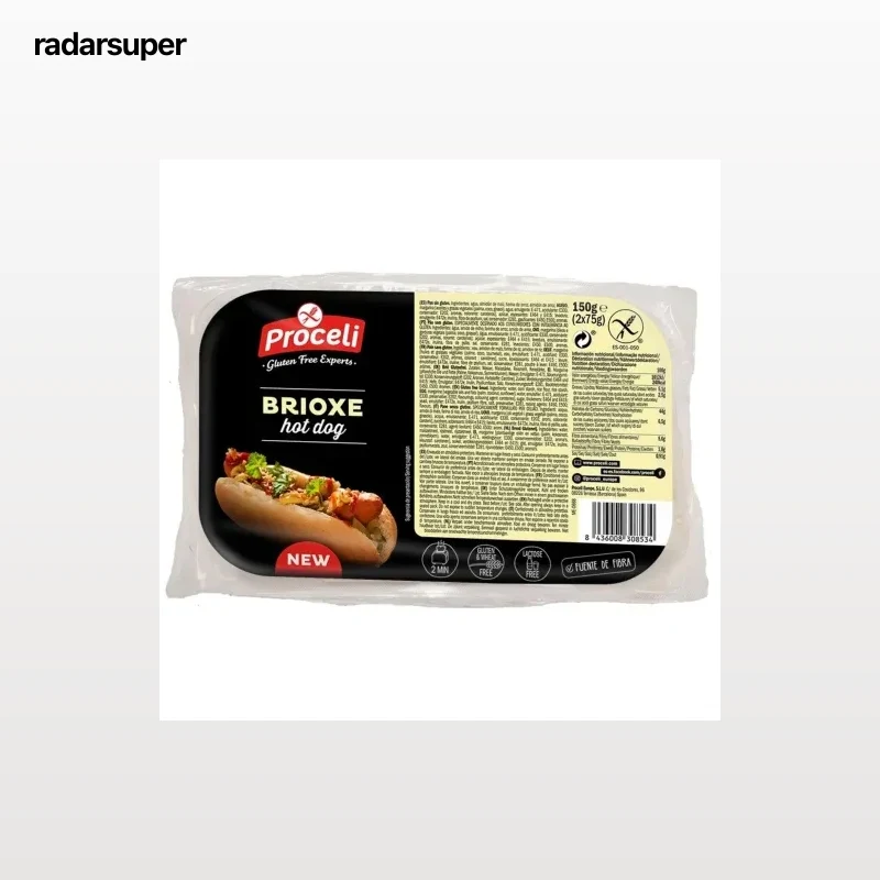 Pan hot dog Brioxe Proceli sin gluten y sin lactosa pack de 2 unidades de 75 g.
