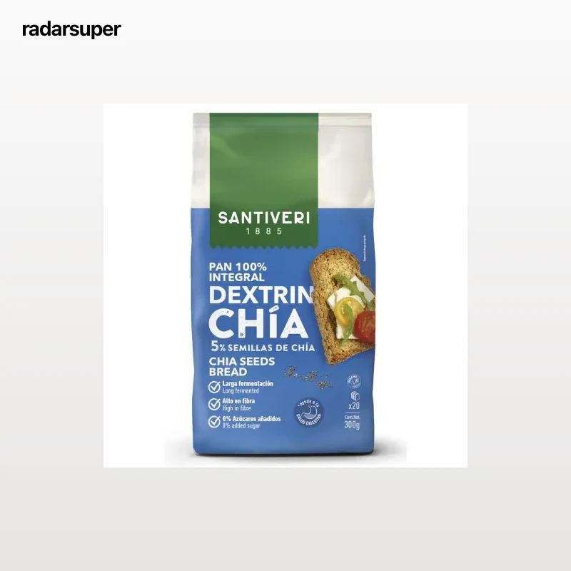 Pan integral dextrin tostado con semillas de chía Santiveri 300 g.