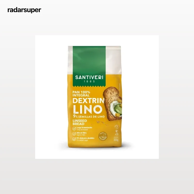 Pan integral dextrin tostado con semillas de lino Santiveri 300 g.
