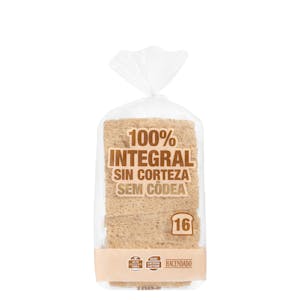 Pan de molde 100% integral sin corteza