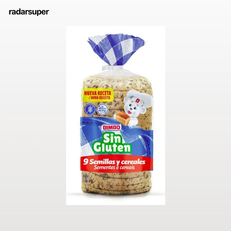 Pan de molde sin gluten con 9 semillas y cereales Bimbo 375g