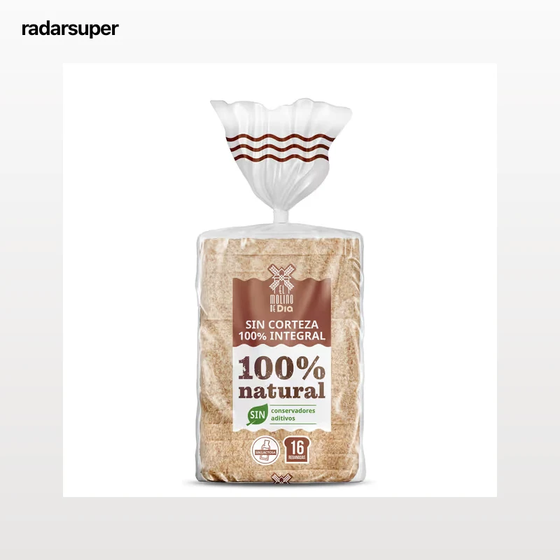 Pan de molde trigo integral sin corteza El molino de Dia 450 g