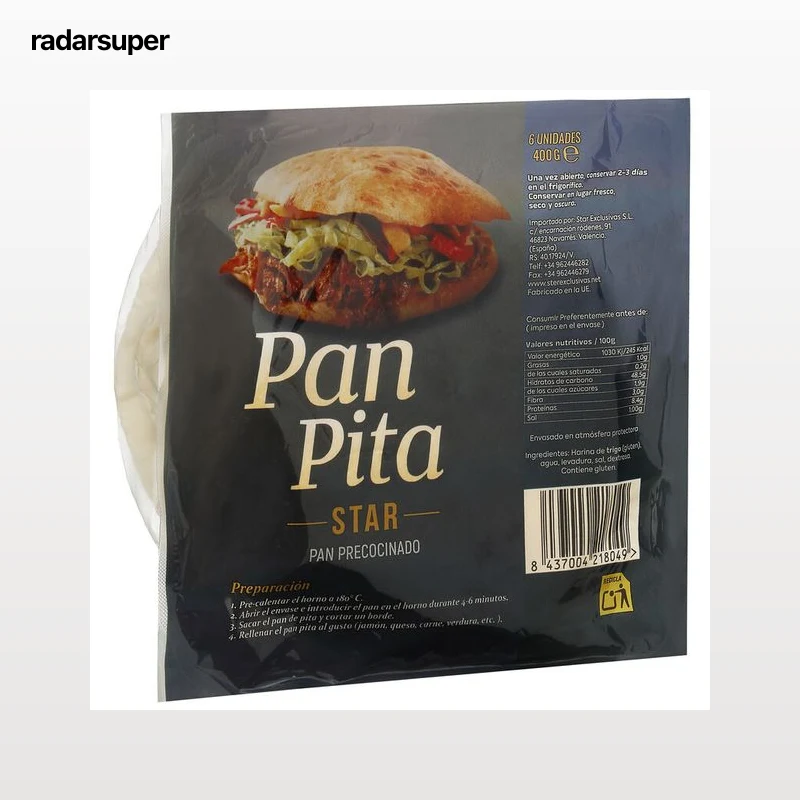 Pan pita con seis unidades y un peso de 400 gramos Star