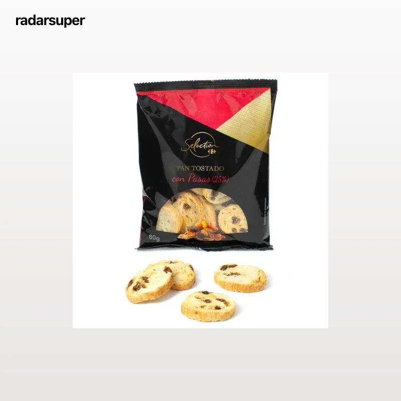 Pan tostado con pasas Carrefour Selección 80 g.