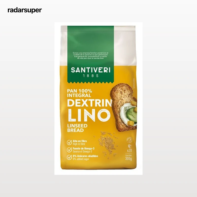 Pan tostado integral Dextrin Santiveri con semilla de lino 300g