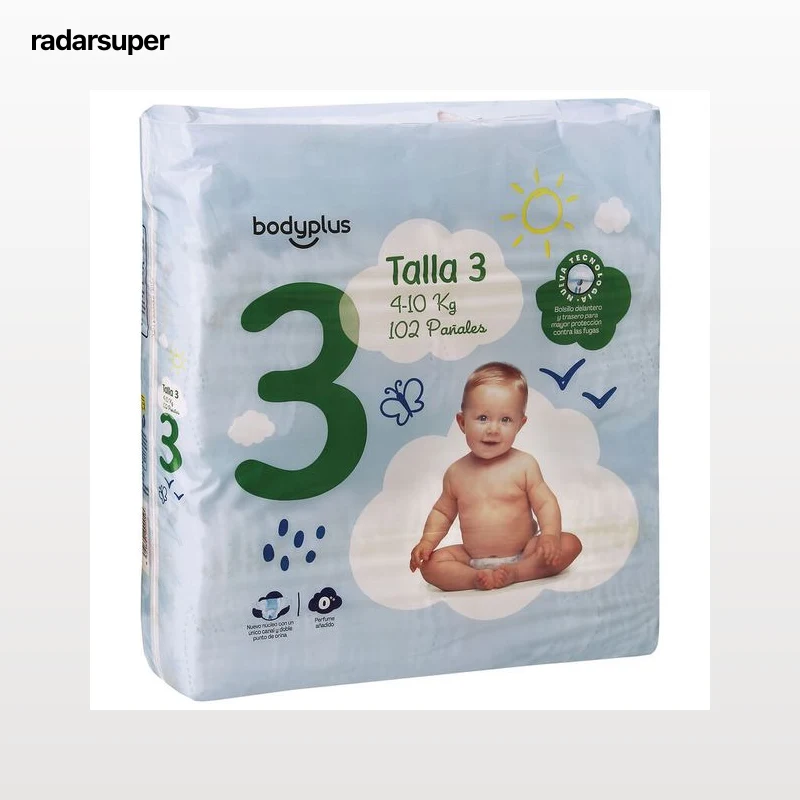 Pañal Bodyplus con 102 uds talla 3 de 4 a 10 kg