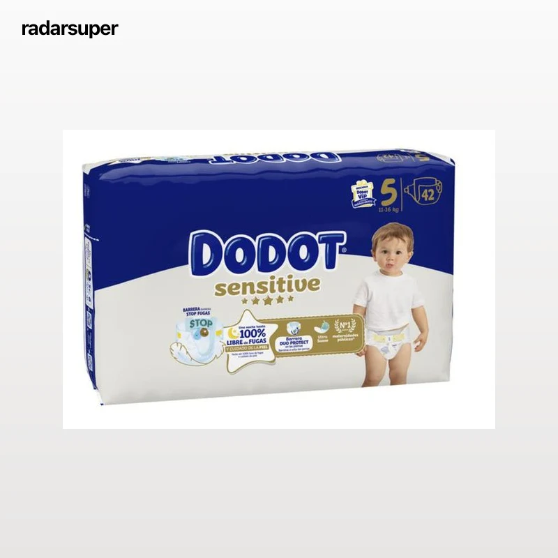 Pañal sensitive con alta absorción Dodot 42 unidades talla 5 de 11 a 16 kg