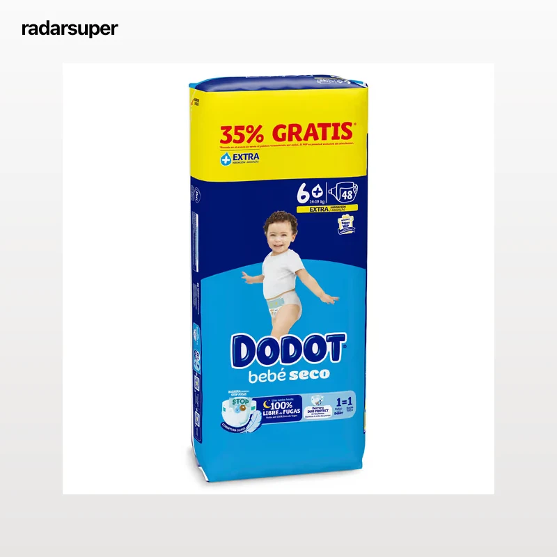 Pañales 14-20 kg talla 6 Dodot 48 unidades