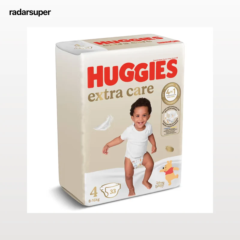 Pañales 8-16 kg talla 4 Huggies Extra Care 33 unidades