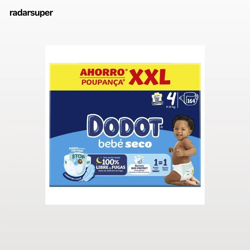 Pañales bebé-Seco Dodot T4 (9-14 kg.) 164 ud.