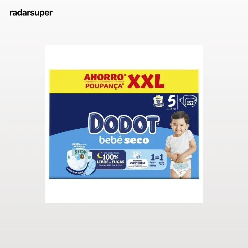 Pañales bebé seco Dodot T5 (11-16 kg.) 152 ud.