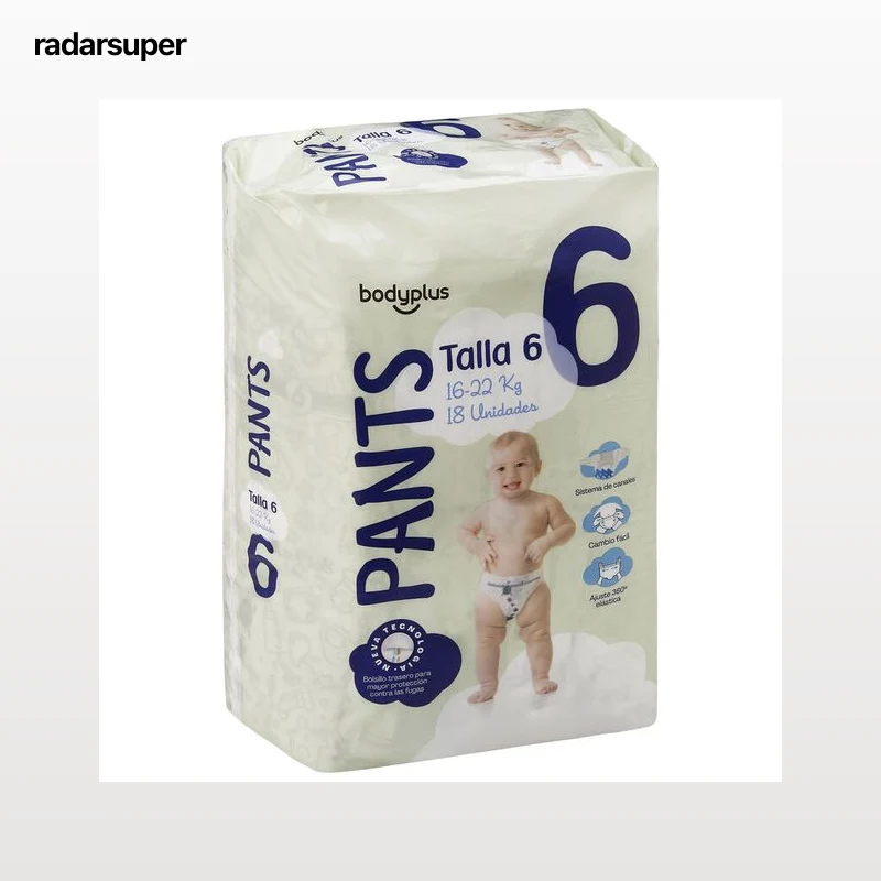Pañales Bodyplus 18 unidades talla 6 de 16 a 22 kg