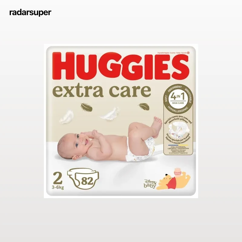 Pañales extra care Huggies T2 (3-6 kg) 82 ud.