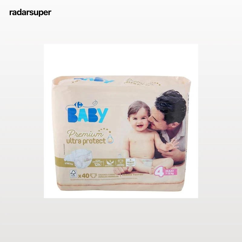 Pañales Premium Ultra Protect Carrefour Baby T4 (7kg.-18kg.) 40 ud.