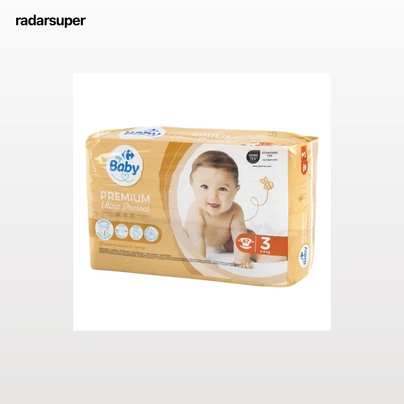 Pañales premium ultra protect My Carrefour Baby T3 (4-9 kg) 47 ud.