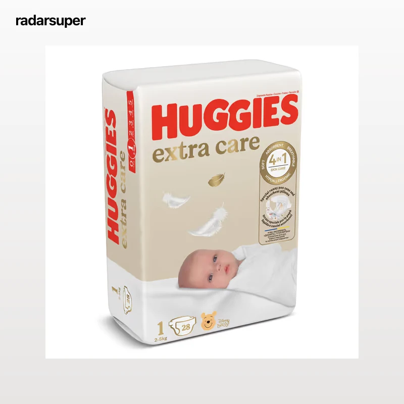 Pañales para recién nacido 2-5 kg talla 1 Huggies Extra Care 28 unidades