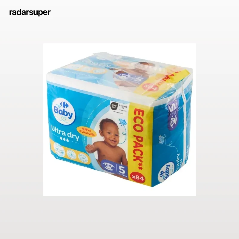 Pañales ultra dry Carrefour Baby T5 (12-20 kg) 84 ud.