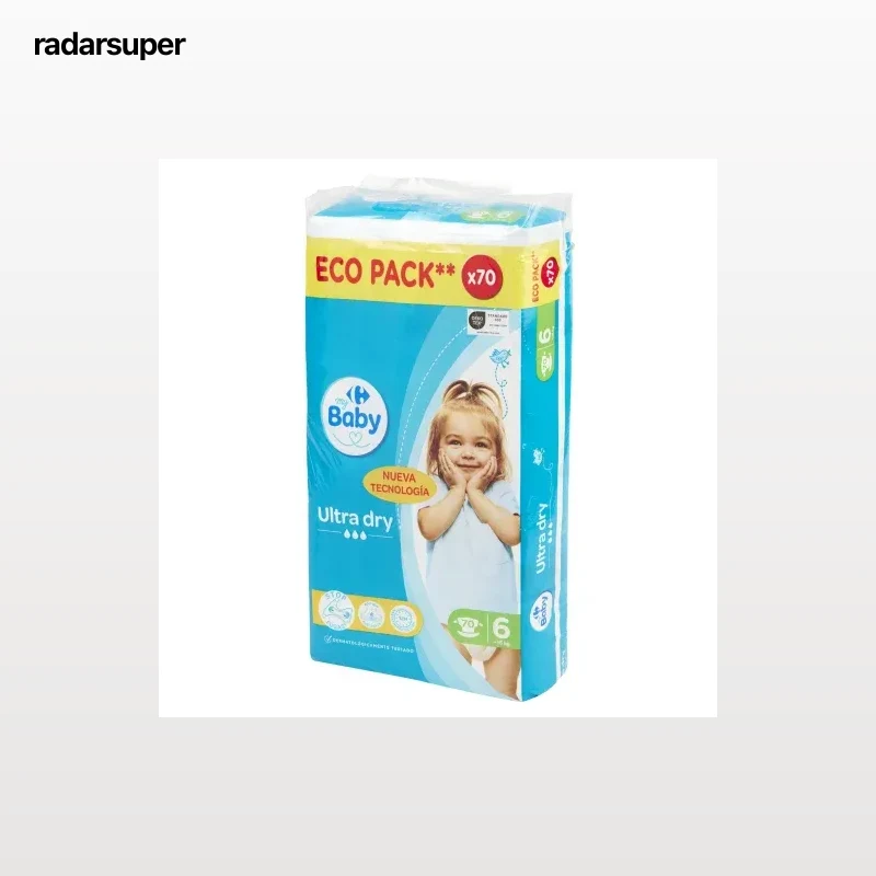 Pañales ultra dry My Carrefour Baby Talla 6 (+16 kg) 70 ud.