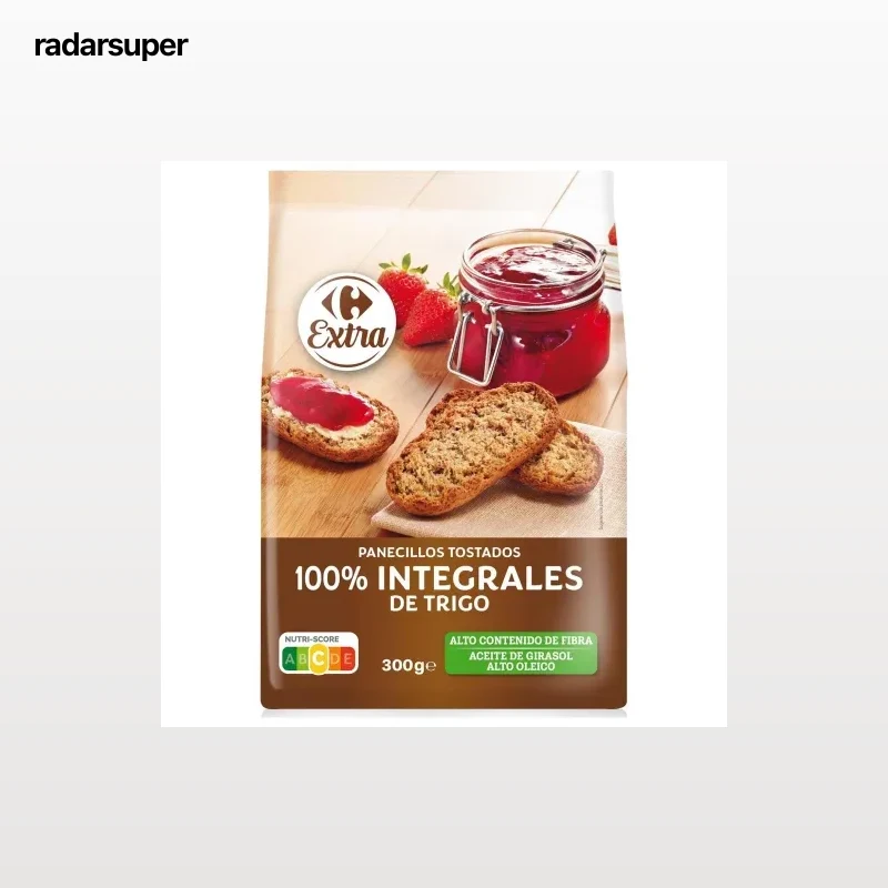 Panecillos tostados integrales Carrefour Extra 300 g.
