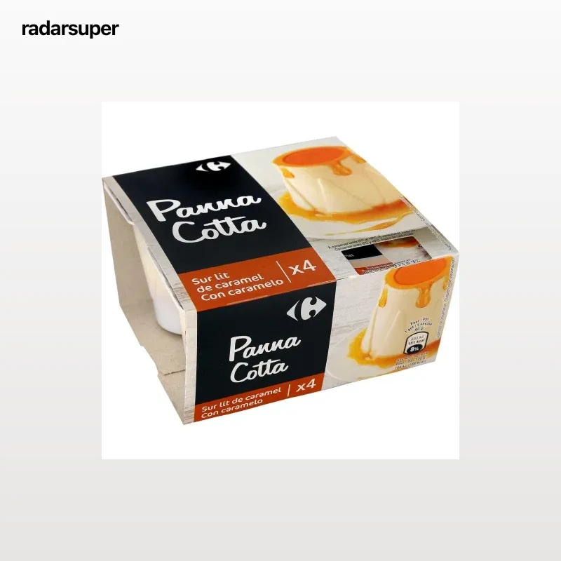 Panna cotta al caramelo Carrefour pack de 4 unidades de 90 g.