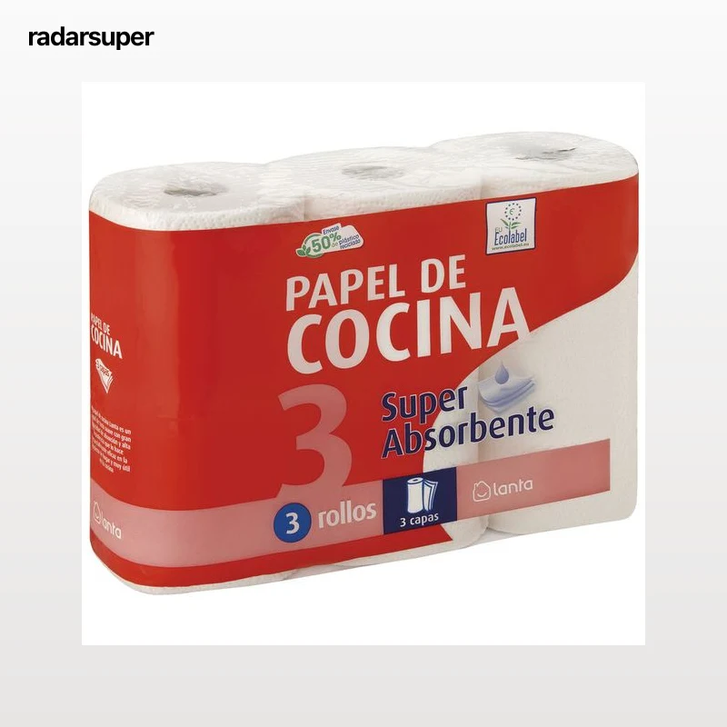 Papel de cocina Lanta pack-3 super absorbente