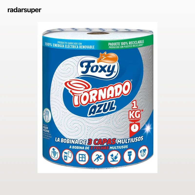 Papel de cocina en rollo Foxy tornado azul